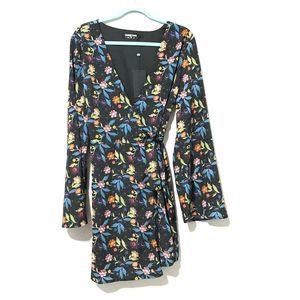 Fashion Union Floral Wrap Dress Long Sleeve 10